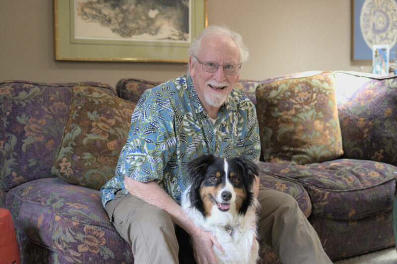 Larry Milholin and his dog, Hannah.