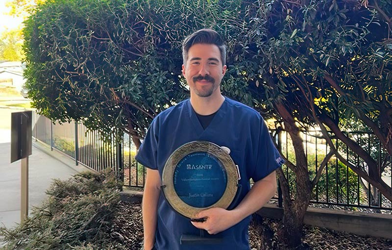 Justin Collins, lead phlebotomist at AACH, won the Annual Values in Action Award