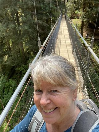 Arlene on Drift Creek suspension bridge