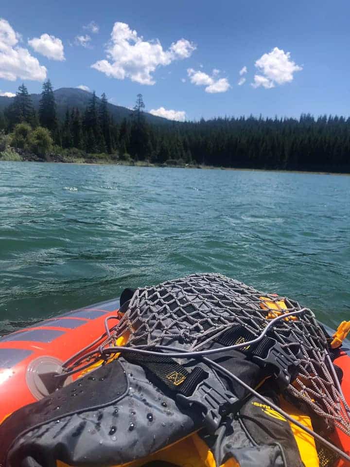 Stephani kayaking on Fish Lake
